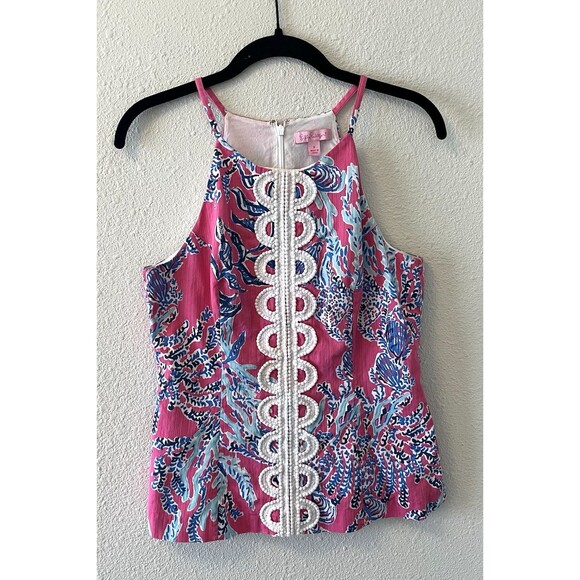 Lilly Pulitzer Women's Top 6 Annabelle Top Capri Pink Samba Sleeveless Preppy - Picture 1 of 15